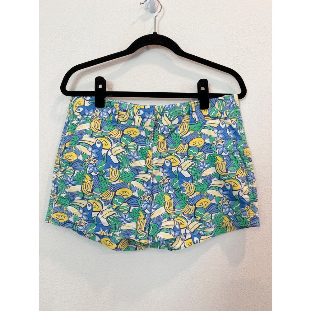 Vineyard Vines Shorts Womens 6 Green Blue Toucan Print Tropical Preppy Resort